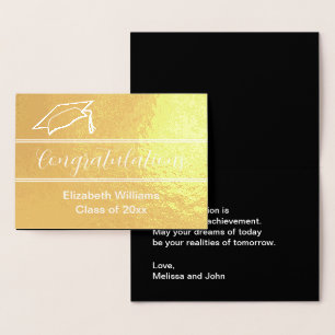 Carte Dorée Félicitations Black and Gold Elegant Graduation