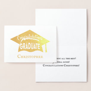 Carte Dorée Félicitations Elegant Moderne Casquette d'or Gradu