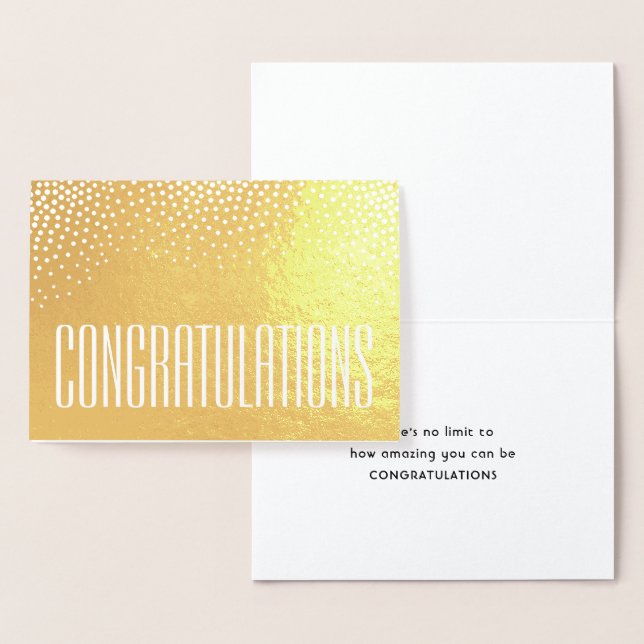 Carte Dorée Félicitations Élégante Typographie Minimale Pliée (Affichage)