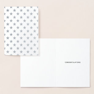 Carte Dorée Félicitations Motifs aux étoiles d'argent simple
