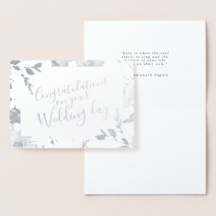 Carte Dorée Félicitations pour le Mariage floral d'aquarelle