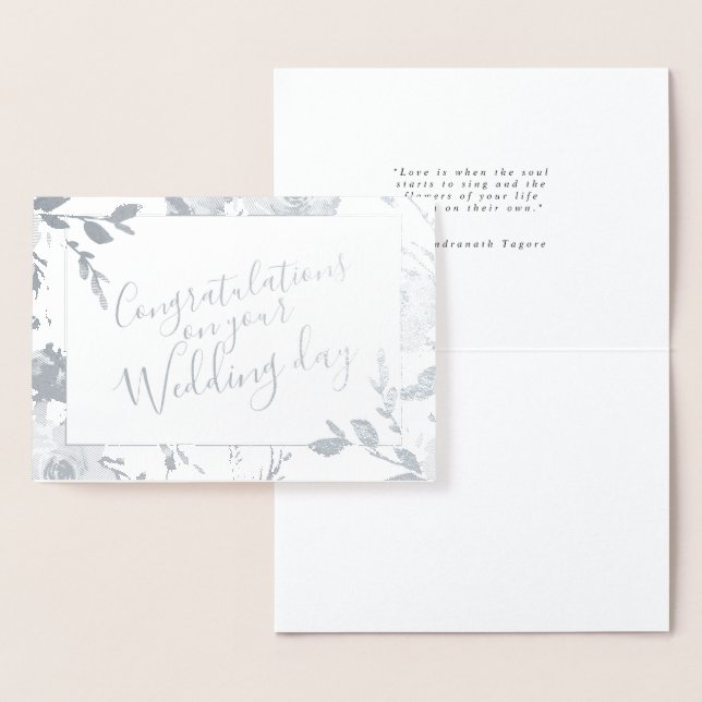 Carte Dorée Félicitations pour le Mariage floral d'aquarelle (Affichage)