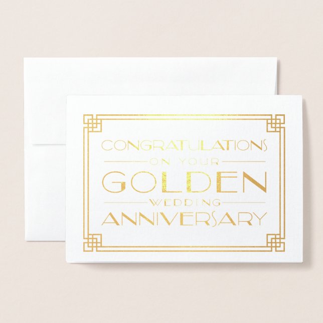 Carte Dorée Félicitations pour votre anniversaire de mariage d (Devant avec enveloppe)