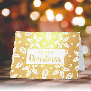 Carte Dorée Festive Fleurs de Noël