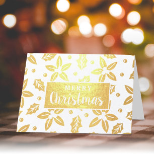 Carte Dorée Festive Fleurs de Noël