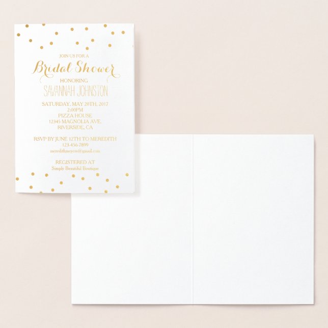 Carte Dorée Fête des mariées Gold Confetti (Affichage)