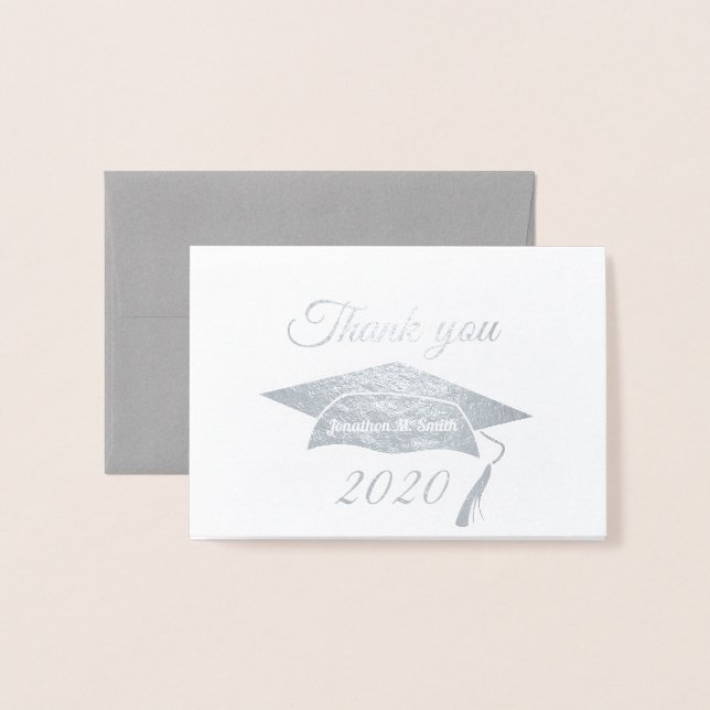 Carte Dorée Fiche de graduation Merci Foil (Devant avec enveloppe)