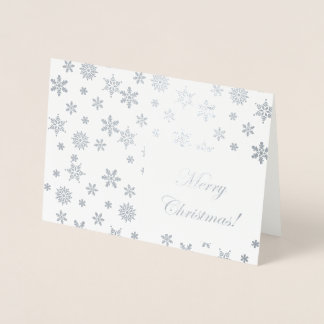 Carte Dorée Flammes de neige en argent Joyeux Noël !