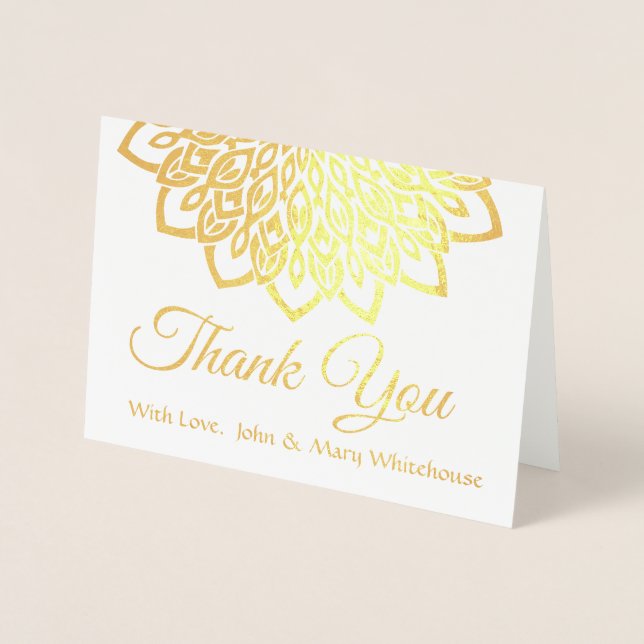 Carte Dorée Fleur d'or Mandala Merci (Devant)
