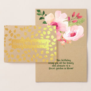 Carte Dorée Fleurs d'aquarelle personnalisées Anniversaire/Tou