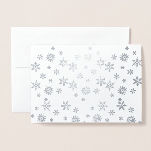 Carte Dorée Flocons de neige argentés brillants (Devant avec enveloppe)