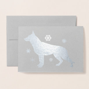 Carte Dorée Flocons de neige du chien GSD de Shepard
