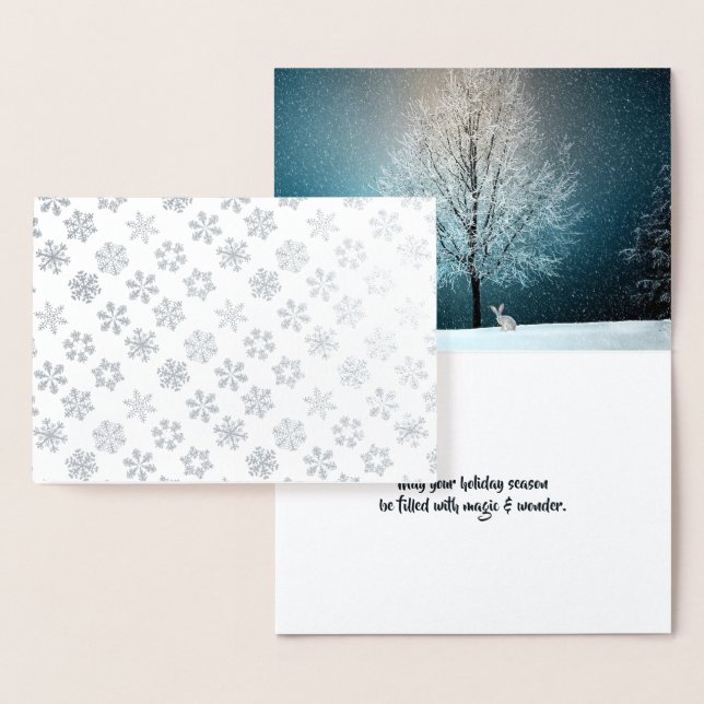 Carte Dorée Flocons de neige et merveilleuses fêtes d'hiver Ré (Affichage)