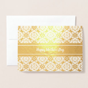 Carte Dorée Floral Happy Mother's Day avec un texte personnali