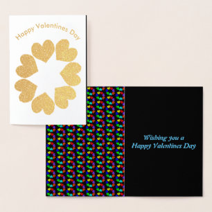 Carte Dorée Floral Rainbow Love Hearts Foil Card