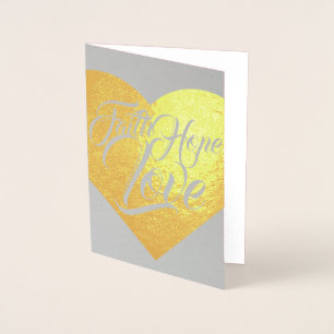 Carte Dorée Foi Espoir et coeur d'amour personnalisable