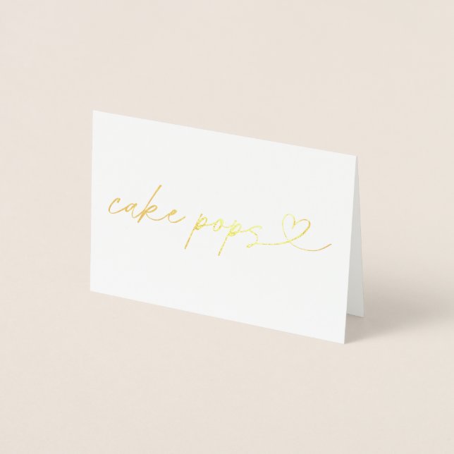 Carte Dorée Foil Cake Pops Food Label Wedding Table Card (Devant)