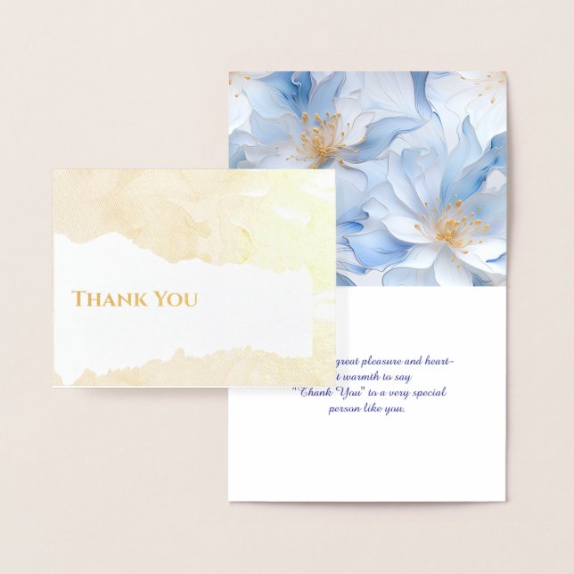 Carte Dorée Foil Gold ou Silver Floral Salutation (Affichage)