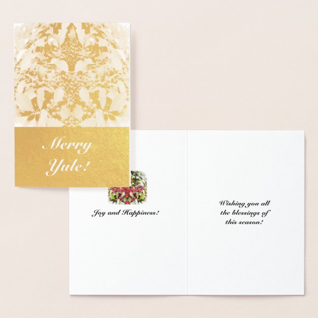 Carte Dorée Foil Merry Yule Berry Solstice (Affichage)