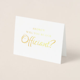 Carte Dorée Foil Seras-Tu Notre Officier ?   Mariage Nous épou