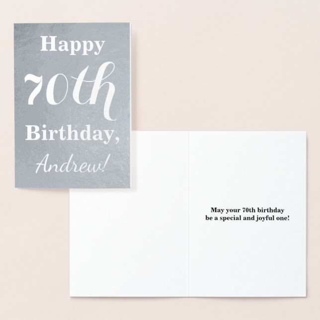 Carte Dorée Fond Argent 70e anniversaire + Nom personnalisé (Affichage)