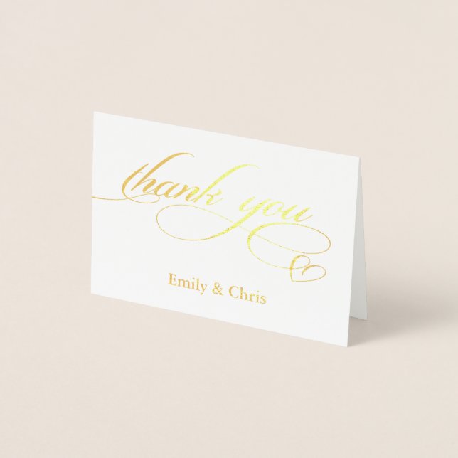 Carte Dorée Fond d'or | Élégant Merci photo de calligraphie (Devant)