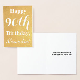 Carte Dorée Fond Gold Foil 90e anniversaire + Nom personnalisé