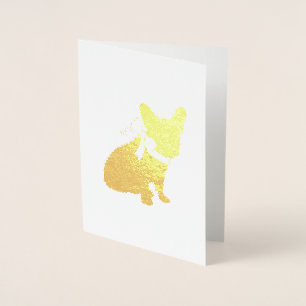 Carte Dorée Français Baby shower Bulldog Français Frenchie Blu