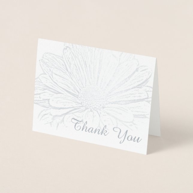 Carte Dorée Gerber Daisy Floral Merci Note (Devant)