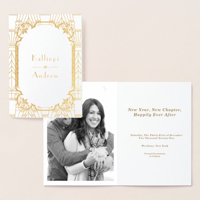 Carte Dorée Glam Gold Great Gatsby Art Déco Mariage (Affichage)
