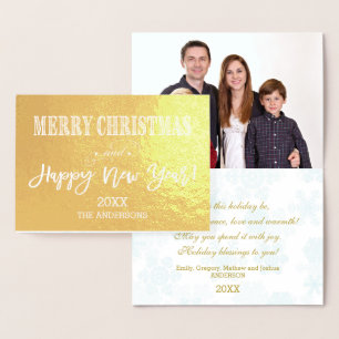Carte Dorée Glam Joyeux Noël Joyeux Nouvel An Photo de famille