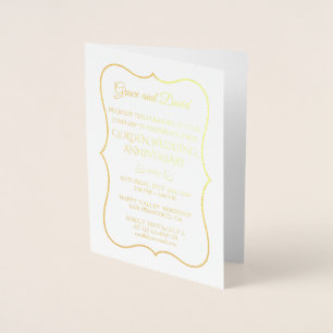 Carte Dorée Glam Or Véritable Feuille D'or 50ème Anniversaire