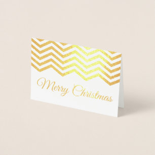 Carte Dorée Gold Chevron Trim Joyeux Noël