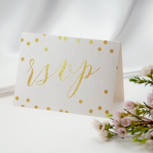 Carte Dorée Gold Confetti plié RSVP (Créateur téléchargé)