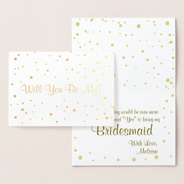 Carte Dorée Gold Confetti Serez-Vous Ma Femme D'Accueil ? (Affichage)