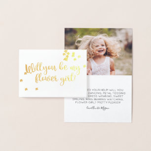 Carte Dorée Gold Floral Serez-Vous Ma Fille Fleur Photo