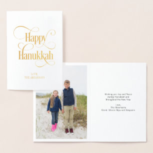 Carte Dorée Gold Foil Classic Happy Hanoukka Greeting Card