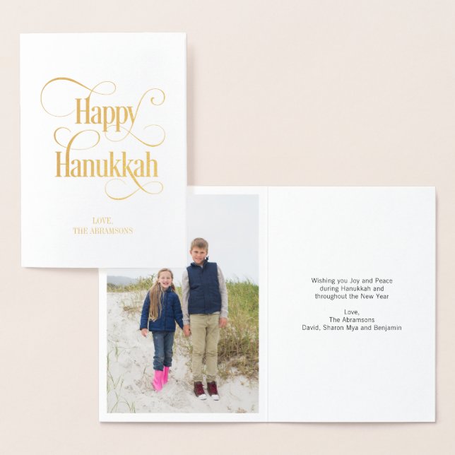 Carte Dorée Gold Foil Classic Happy Hanoukka Greeting Card (Affichage)