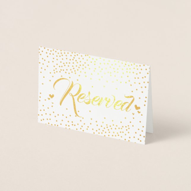 Carte Dorée Gold Foil Confetti Réservé (Devant)