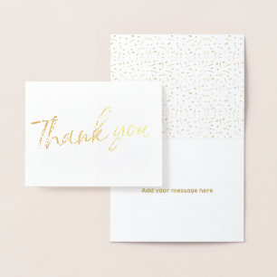 Carte Dorée Gold Foil élégant en Merci Mariage lettres
