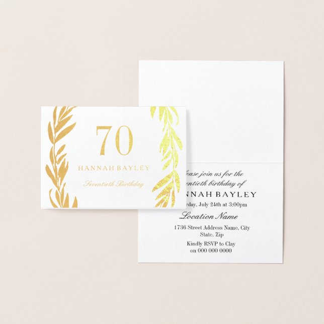 Carte Dorée Gold Foil feuille couronne 70e anniversaire Invita (Affichage)