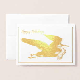 Carte Dorée Gold Foil Great Blue Heron Holiday Thoreau Citatio