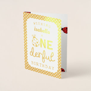 Carte Dorée Gold Foil Ladybug Anniversaire