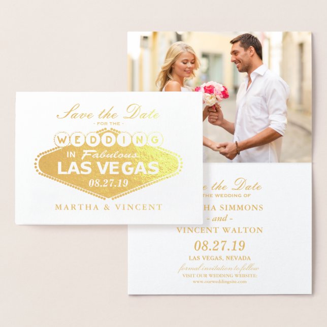 Carte Dorée Gold Foil Las Vegas Signer mariage Enregistrer la  (Affichage)