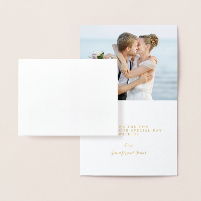 Carte Dorée Gold Foil Mahalo Script Mariage photo (Affichage)
