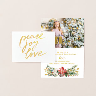 Carte Dorée Gold Foil Peace Joy Love Christmas Photo