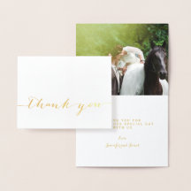 Gold Foil Simple Script Mariage Photo Merci