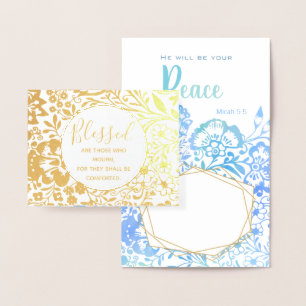 Carte Dorée Gold Green Floral Sympathie religieuse chrétienne