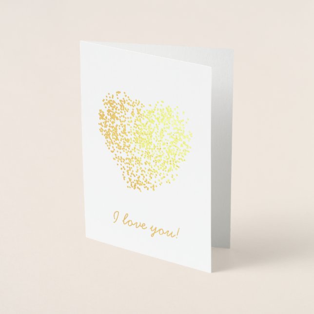 Carte Dorée Gold Je t'aime Coeur Dotée (Devant)