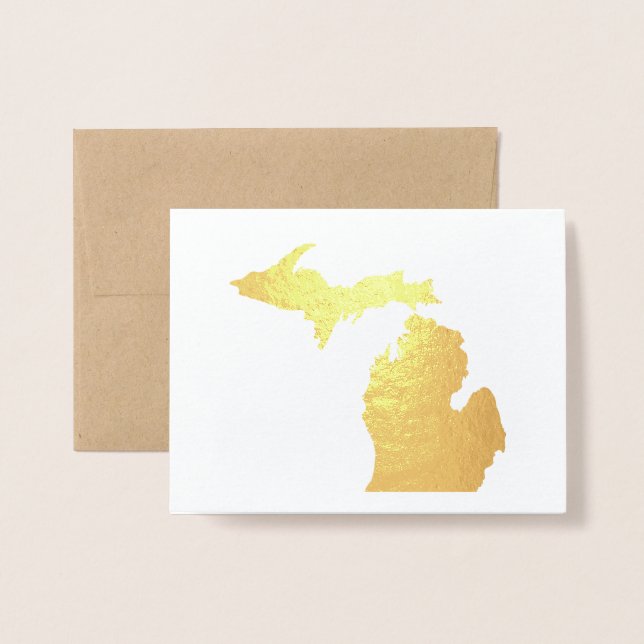 Carte Dorée Gold ou Silver Michigan State Map et Seagull (Devant avec enveloppe)